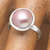 Cultured pearl cocktail ring, 'Pink Midnight' - Modern High-Polished Pink Cultured Pearl Cocktail Ring