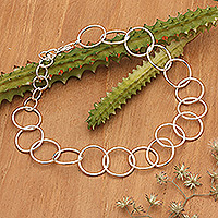 Sterling silver link bracelet, 'Positive Cycles' - Minimalist High-Polished Sterling Silver Link Bracelet