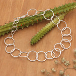 Sterling silver link bracelet, 'Positive Cycles' - Minimalist High-Polished Sterling Silver Link Bracelet