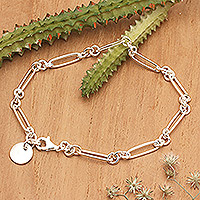 Sterling silver link bracelet, 'Personal Look' - High-Polished Modern Sterling Silver Link Bracelet from Bali