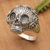 Men’s sterling silver cocktail ring, 'Queen of the Underworld' - Men's Sterling Silver Skull-Shaped Cocktail Ring from Bali