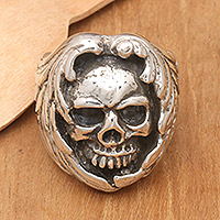 Sterling silver cocktail ring, 'Angel of Eternity' - Polished Angel of Death Sterling Silver Cocktail Ring
