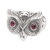Sterling silver cocktail ring, 'Wise Glare' - Owl-Themed Pink Cubic Zirconia Cocktail Ring from Bali