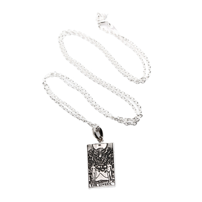 Collar colgante de plata esterlina - Collar con colgante de los amantes de plata de ley inspirado en el tarot