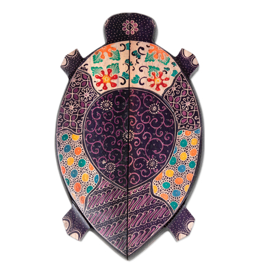 Mancala-Set aus Batikholz - Faltbares Mancala-Brettspielset aus Batikholz in Schildkrötenform