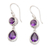 Amethyst dangle earrings, 'Splendid Purple' - 925 Silver Dangle Earrings with Round & Pear Amethyst Stones