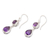 Amethyst dangle earrings, 'Splendid Purple' - 925 Silver Dangle Earrings with Round & Pear Amethyst Stones