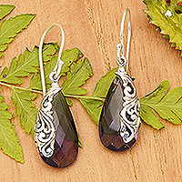 Amethyst dangle earrings, 'Wise Lands' - Polished Traditional Six-Carat Amethyst Dangle Earrings