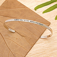 Manschettenarmband aus Sterlingsilber, „Your Romance“ – Poliertes, minimalistisches, romantisches Manschettenarmband aus Sterlingsilber