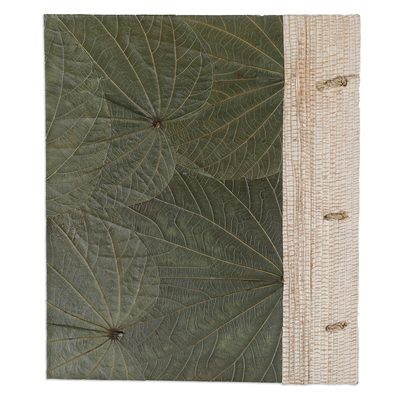 Natural fiber journal, 'Fern Memories' - Handmade Leaf-Covered and Themed Natural Fiber Journal