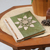 Natural fiber journal, 'Magnolia Memories' - Handmade Natural Fiber Floral Journal with Green Leaves