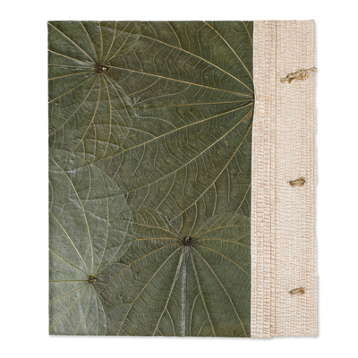 Natural fiber journal, 'New Jungle' - Tree-Themed Natural Fiber Journal with 41 Rice Paper Pages