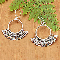 Sterling silver dangle earrings, 'Swinging Fans' - Sterling Silver Dangle Earrings with Openwork Accents