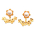 Gold-plated cultured pearl ear jacket earrings, 'Pearly Eden' - Floral 22k Gold-Plated White Pearl Ear Jacket Earrings