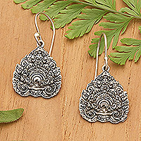 Sterling silver dangle earrings, 'Baris Gede Crown' - Traditional Baris Gede Crown Sterling Silver Dangle Earrings