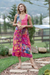Batik rayon dress, 'Pink Patchwork Dreams' - Batik Magenta and Begonia Rayon Sleeveless Tunic Dress (image 2b) thumbail