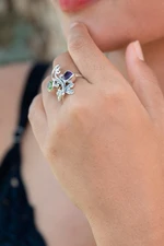 Peridot and amethyst cocktail ring, 'Fantastic Dragonfly' - Dragonfly-Themed 1-Carat Peridot and Amethyst Cocktail Ring