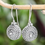 Sterling silver dangle earrings, 'Radiant Balls' - Darkened and Polished Sterling Silver Ball Dangle Earrings