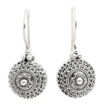 Sterling silver dangle earrings, 'Radiant Balls' - Darkened and Polished Sterling Silver Ball Dangle Earrings