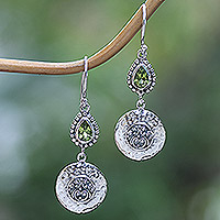 Peridot dangle earrings, 'Bali's Green Paradise' - Faceted Pear-Shaped Peridot Dangle Earrings from Bali