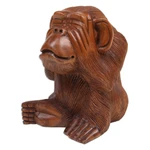 Wood sculpture, 'Cheeky Orangutan' - Suar Wood Orangutan Sculpture Hand-Carved in Bali