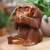 Wood sculpture, 'Startled Chimpanzee' - Hand-Carved Natural Suar Wood Sculpture of Startled Monkey