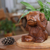Wood sculpture, 'Startled Chimpanzee' - Hand-Carved Natural Suar Wood Sculpture of Startled Monkey