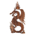 Wood relief panel, 'Burning Dragon' - Hand-Carved Traditional Suar Wood Fire Dragon Relief Panel thumbail