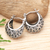 Sterling silver hoop earrings, 'Lady Armadillo' - Polished Armadillo-Patterned Sterling Silver Hoop Earrings (image 2) thumbail