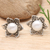 Cultured pearl button earrings, 'Pearly Spring' - Floral Natural Silver-White Cultured Pearl Button Earrings (image 2) thumbail