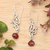 Garnet dangle earrings, 'Romantic Nature' - Vine-Shaped Natural Garnet Sterling Silver Dangle Earrings (image 2) thumbail