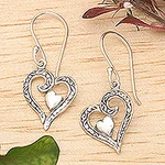Polished Heart-Shaped Sterling Silver Dangle Earrings, 'Swinging Heart'