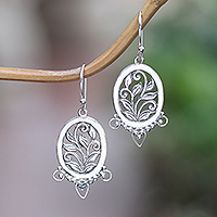Sterling silver dangle earrings, 'Eden Blooms'