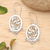 Sterling silver dangle earrings, 'Eden Blooms' - High-Polished Oval Leafy Sterling Silver Dangle Earrings (image 2b) thumbail
