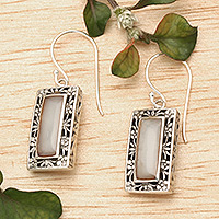 Sterling silver and resin dangle earrings, 'Dreamy Mirror' - Floral Sterling Silver and Bright Resin Dangle Earrings