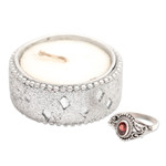 Garnet cocktail ring, 'Summer Crown' - Polished Classic Faceted Garnet Cocktail Ring from Bali