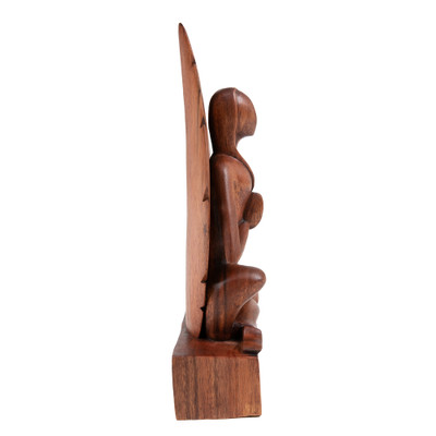 Wood sculpture, 'Yoga Portrait' - Hand-Carved Yoga Pose Suar Wood Sculpture from Bali