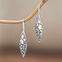 Sterling silver drop earrings, 'Goddess' Moonlight'