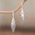 Sterling silver drop earrings, 'Goddess' Moonlight' - Classic Balinese Leaf-Shaped Sterling Silver Drop Earrings