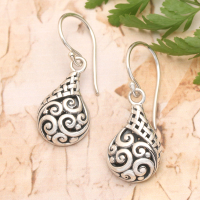 Sterling silver dangle earrings, 'Bali Splendor' - Classic Balinese Drop-Shaped Sterling Silver Dangle Earrings