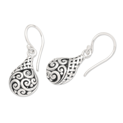 Sterling silver dangle earrings, 'Bali Splendor' - Classic Balinese Drop-Shaped Sterling Silver Dangle Earrings