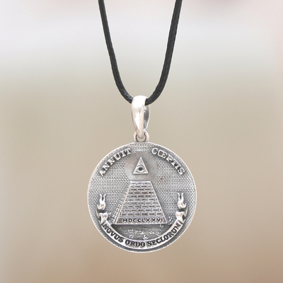Men's sterling silver pendant necklace, 'Iconic Eye of Providence' - Men's Sterling Silver Eye of Providence Pendant Necklace