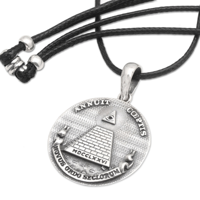 Herren-Halskette mit Anhänger aus Sterlingsilber - Herren-Halskette mit Anhänger „Auge der Vorsehung“ aus Sterlingsilber