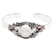 Garnet cuff bracelet, 'Moon and Nature' - Sterling Silver Garnet Butterfly and Moon Cuff Bracelet thumbail