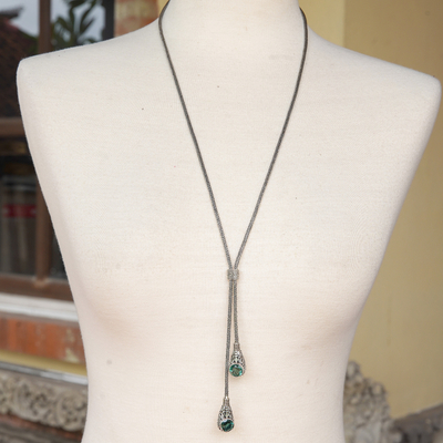 Lasso-Halskette aus Sterlingsilber - Klassische Lariat-Halskette mit facettierten Zirkonia aus Bali