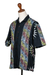 Herren-Batikhemd aus Baumwolle, „Dark Chakra“ – kurzärmliges Batik-Baumwollhemd mit Knopfleiste und Chakra-Motiv für Herren