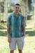 Men's batik cotton shirt, 'Vibrant Chakra' - Men's Short-Sleeved Chakra-Themed Batik Cotton Button Shirt