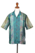 Batik-Baumwollhemd für Herren, „Vibrant Chakra“ – Kurzärmliges Batik-Baumwollhemd mit Chakra-Motiv für Herren