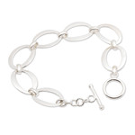 Sterling silver link bracelet, 'Positive Rings' - Modern Minimalist Sterling Silver Link Bracelet from Bali