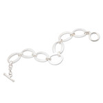 Sterling silver link bracelet, 'Positive Rings' - Modern Minimalist Sterling Silver Link Bracelet from Bali